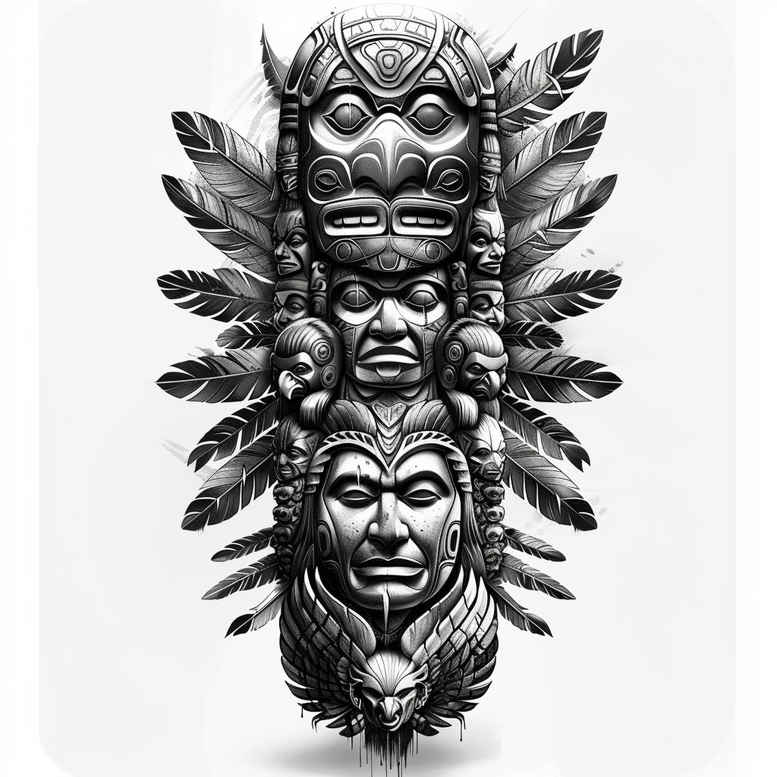 native-symbols – tattoo design ideas free ai generated – realism-natural-tones – for-knee – Gallery: other-native-americans-inkby-ai
