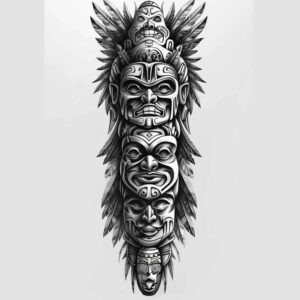 native-tribe – tattoo design ideas free ai generated – realism-living-skin – for-upper-chest – Gallery: other-native-americans-inkby-ai