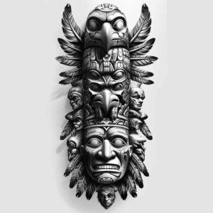 native-war-symbols – tattoo design ideas free ai generated – realism-gentle-shadow – for-upper-shoulder – Gallery: other-native-americans-inkby-ai