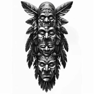 native-war-symbols – tattoo design ideas free ai generated – realism-soft-focus – for-upper-arm – Gallery: other-native-americans-inkby-ai