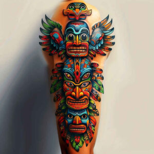 native-wave-pattern – tattoo design ideas free ai generated – realism-photo-like-tattoo – for-outer-arm – Gallery: other-native-americans-inkby-ai