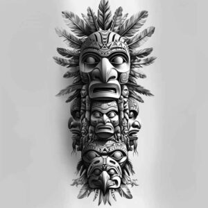 totem – tattoo design ideas free ai generated – neotraditional-subtle-tone – for-inner-arm – Gallery: other-native-americans-inkby-ai