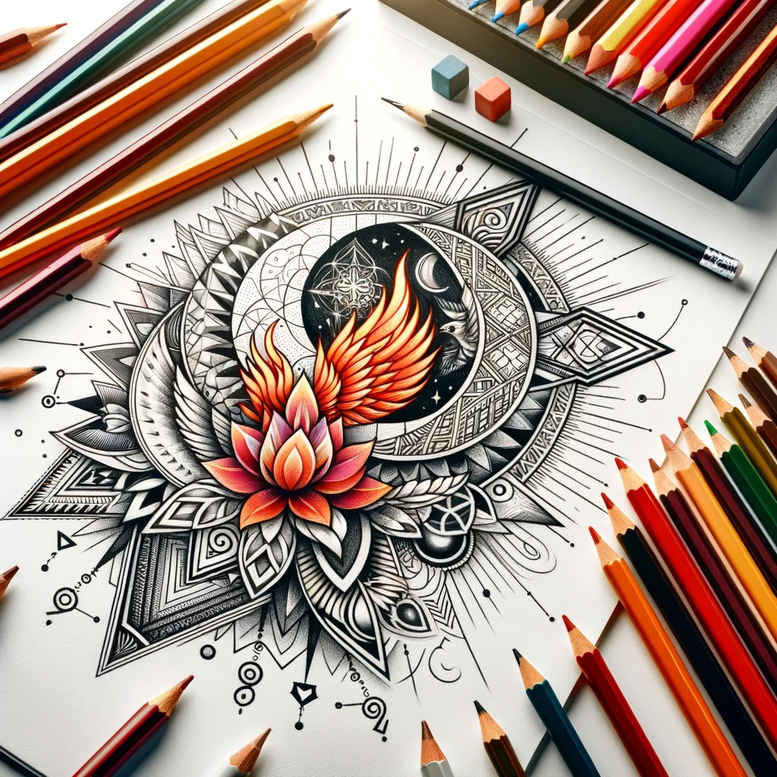 dotwork – tattoo design ideas free ai generated – neotraditional-color-saturation – for-side – Gallery: other-other-inkby-ai
