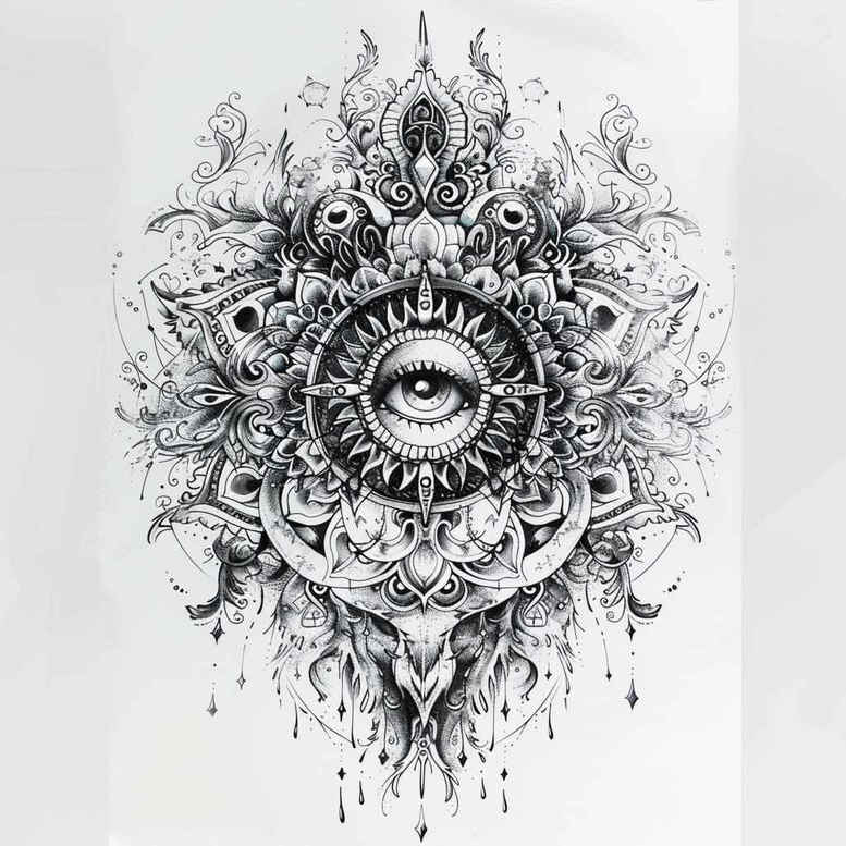 pinprick – tattoo design ideas free ai generated – surrealism-vibrant-contrasts – for-upper-thigh – Gallery: other-other-inkby-ai