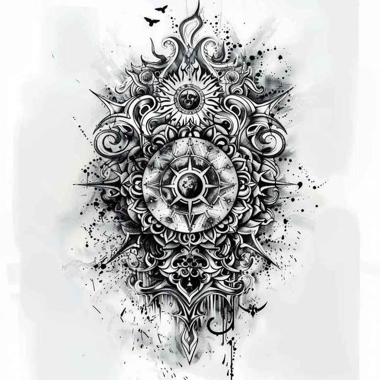 plain – tattoo design ideas free ai generated – surrealism-imperfect-symmetry – for-shoulder – Gallery: other-other-inkby-ai