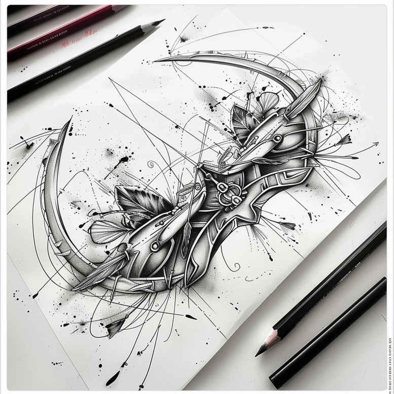 subtle-motif – tattoo design ideas free ai generated – surrealism-unreal – for-lower-chest – Gallery: other-other-inkby-ai