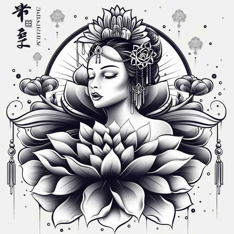 basic – tattoo design ideas free ai generated – neotraditional-bold-color – for-neck – Gallery: other-religions-inkby-ai
