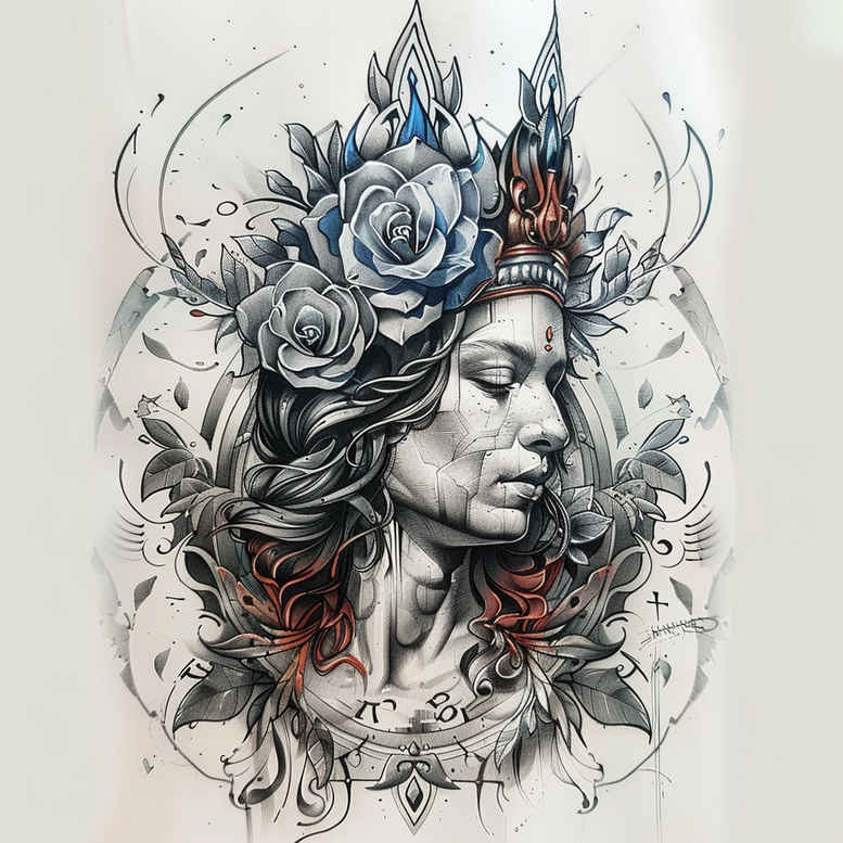 clean-lines – tattoo design ideas free ai generated – neotraditional-decorative-flourishes – for-back – Gallery: other-religions-inkby-ai