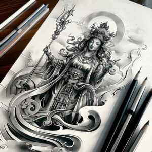 clear-cut – tattoo design ideas free ai generated – neotraditional-structured-design – for-full-back – Gallery: other-religions-inkby-ai