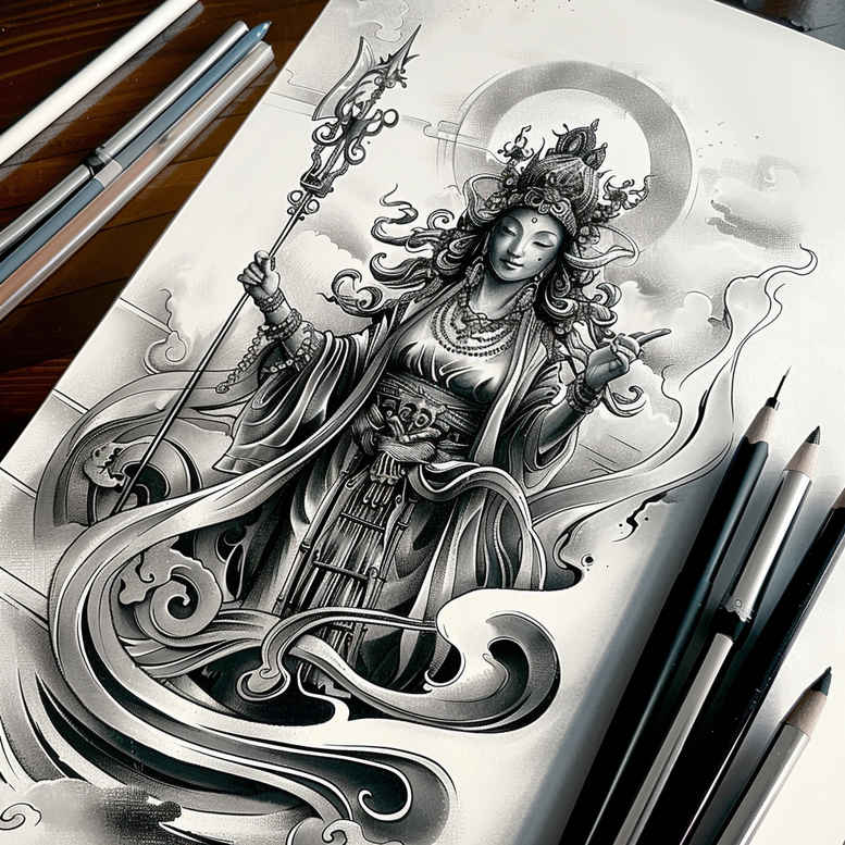 clear-cut – tattoo design ideas free ai generated – neotraditional-structured-design – for-full-back – Gallery: other-religions-inkby-ai