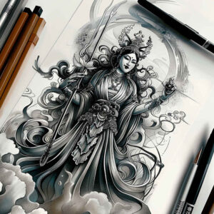 clear-edge – tattoo design ideas free ai generated – neotraditional-sharp-edges – for-lower-arm – Gallery: other-religions-inkby-ai