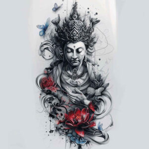 crisp-outline – tattoo design ideas free ai generated – realism-skin-illusion – for-full-back – Gallery: other-religions-inkby-ai