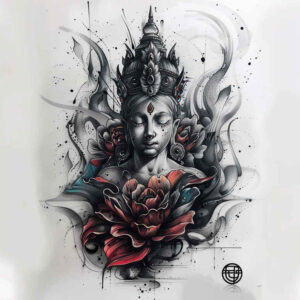 gentle – tattoo design ideas free ai generated – neotraditional-layered-color – for-ankle – Gallery: other-religions-inkby-ai
