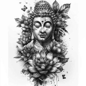 nonintrusive – tattoo design ideas free ai generated – neotraditional-textured-shading – for-lower-thigh – Gallery: other-religions-inkby-ai