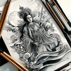 quiet-art – tattoo design ideas free ai generated – neotraditional-modern-classic – for-thigh – Gallery: other-religions-inkby-ai