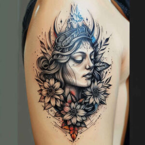simple-form – tattoo design ideas free ai generated – neotraditional-color-overlays – for-knee – Gallery: other-religions-inkby-ai