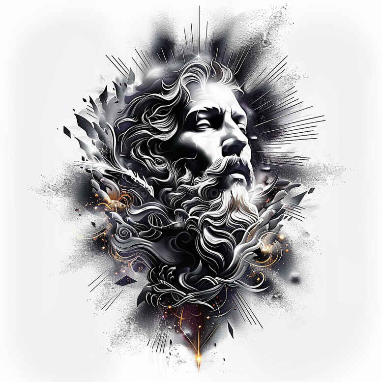 simple-form – tattoo design ideas free ai generated – neotraditional-textural-detail – for-upper-chest – Gallery: other-religions-inkby-ai