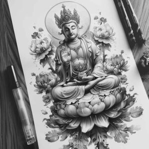 symbolic – tattoo design ideas free ai generated – neotraditional-vivid-detail – for-spine – Gallery: other-religions-inkby-ai