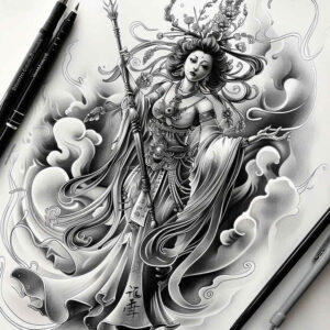 other-religions tattoo design ideas Surrealism disorienting holy symbols for lower back