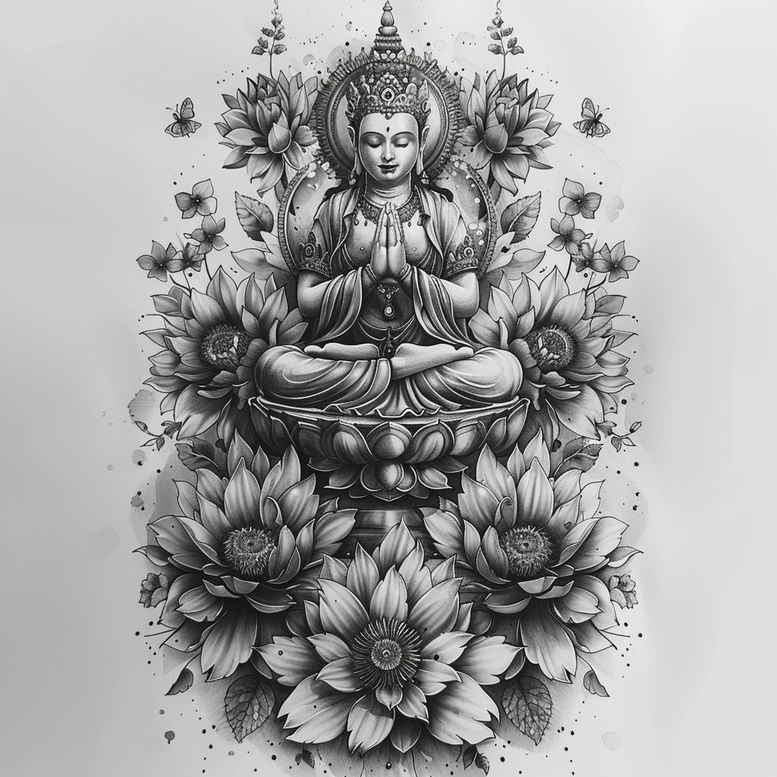 other-religions tattoo design ideas Realism full detail traditions for thigh