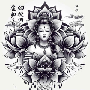 thin-line – tattoo design ideas free ai generated – realism-volume-effect – for-shin – Gallery: other-religions-inkby-ai