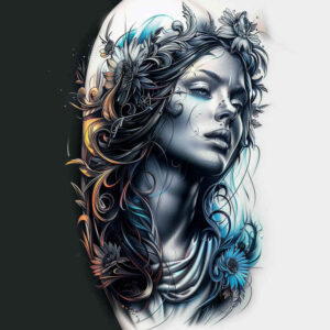 thin-script – tattoo design ideas free ai generated – neotraditional-deep-blacks – for-knee – Gallery: other-religions-inkby-ai