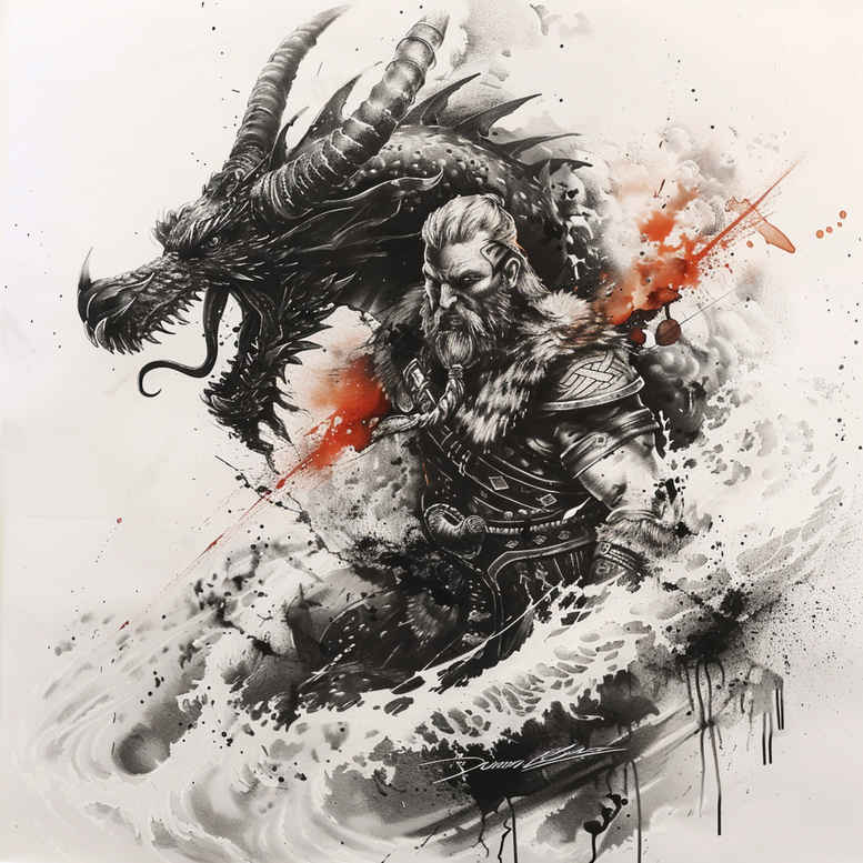 other-vikings tattoo design ideas Surrealism hyperreal detailed for thigh