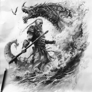 other-vikings tattoo design ideas Surrealism timeless mythic for sternum