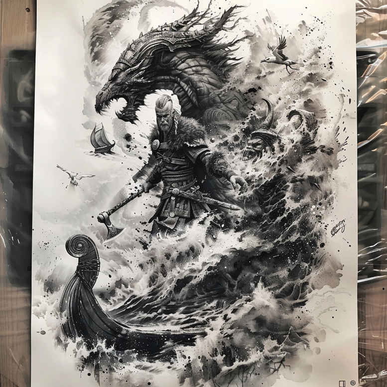 other-vikings tattoo design ideas Surrealism visual paradox powerful for lower leg