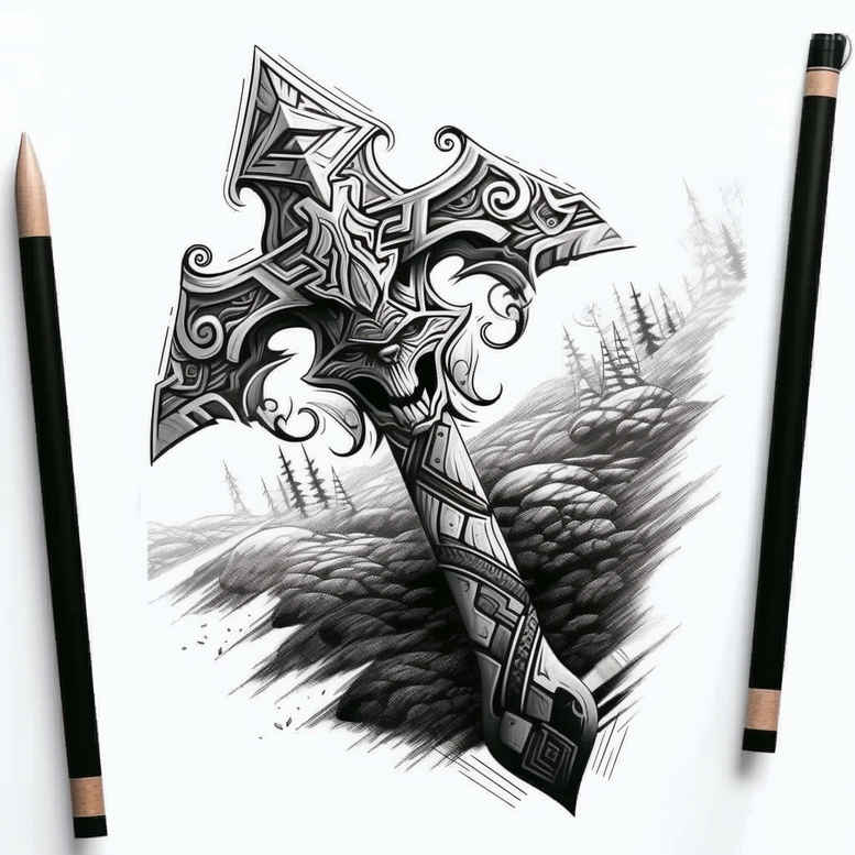 other-vikings tattoo design ideas Surrealism distorted reality tribal symbol of resilience