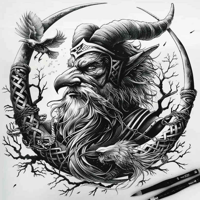 other-vikings tattoo design ideas mirrored effect warriors for upper shoulder
