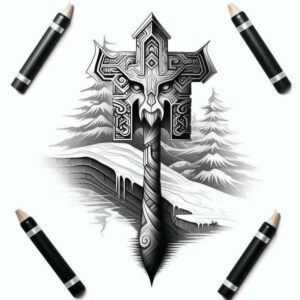 mystical-viking-tattoo-neotraditional-bold-texture-for-lower-thigh – tattoo design ideas free ai generated – Gallery: other-vikings-inkby-ai
