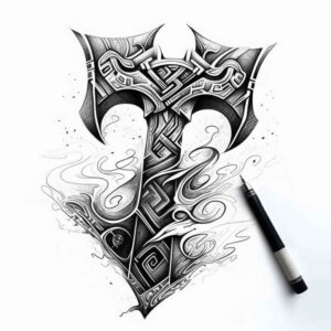 nordic-pattern-tattoo-realism-optical-illusion-for-upper-back – tattoo design ideas free ai generated – Gallery: other-vikings-inkby-ai