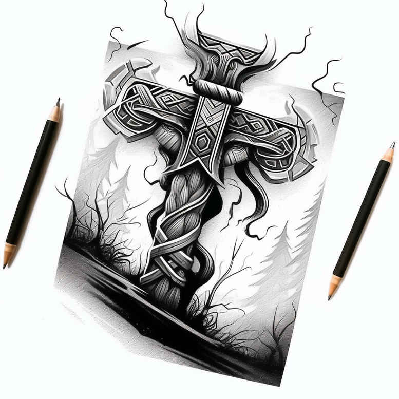 viking-ornament-tattoo-neotraditional-soft-blending-for-lower-thigh – tattoo design ideas free ai generated – Gallery: other-vikings-inkby-ai