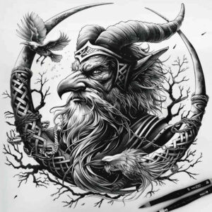 viking-fighter-tattoo-surrealism-melting-forms-for-lower-thigh – tattoo design ideas free ai generated – Gallery: other-vikings-inkby-ai