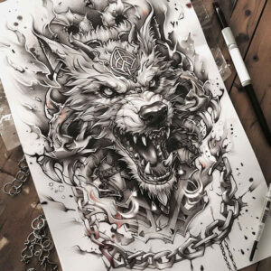 viking-helmet-tattoo-surrealism-symbolism-for-upper-thigh – tattoo design ideas free ai generated – Gallery: other-vikings-inkby-ai