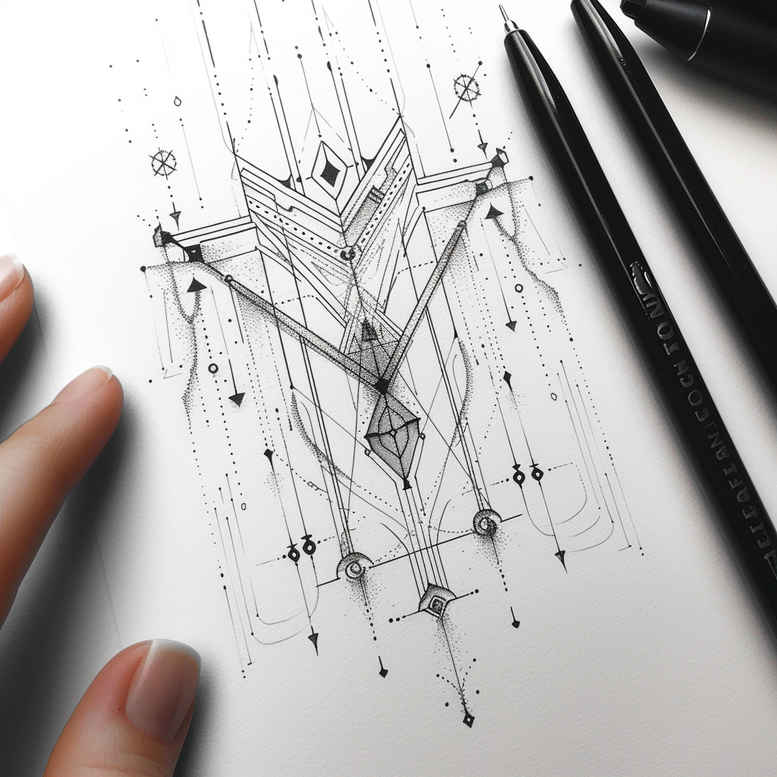 abstract-line-tattoo – tattoo design ideas free ai generated – iconic – for-upper-shoulder – Gallery: outline-inkby-ai