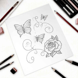 dynamic-line-tattoo – tattoo design ideas free ai generated – pure-outline – for-shoulder-blade – Gallery: outline-inkby-ai