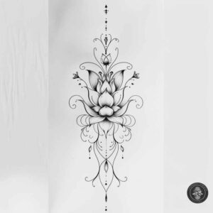 life-symbol-line-tattoo – tattoo design ideas free ai generated – thin-script – for-sternum – Gallery: outline-inkby-ai
