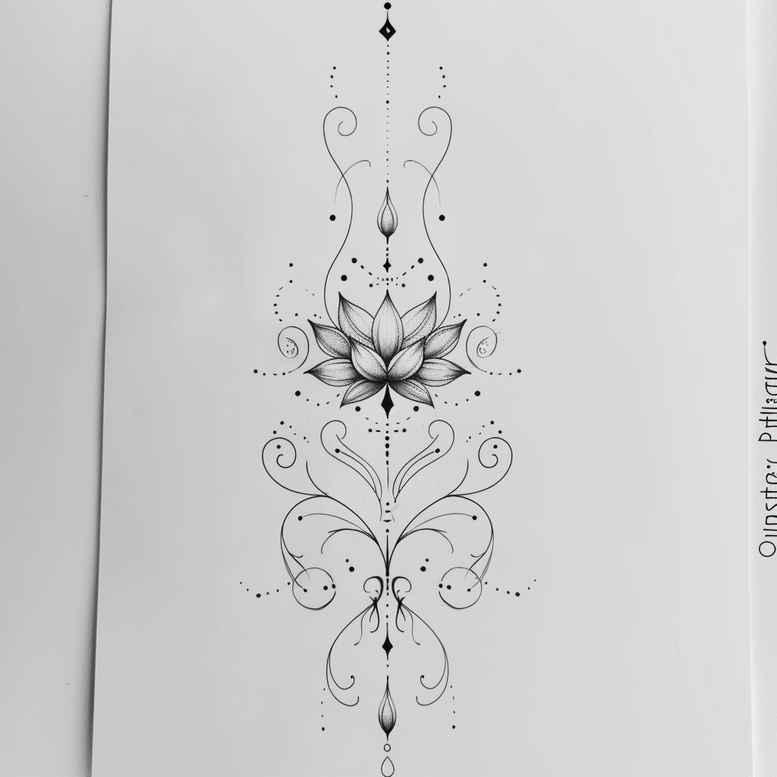 linear-pattern-tattoo – tattoo design ideas free ai generated – fine-line – for-ribs – Gallery: outline-inkby-ai