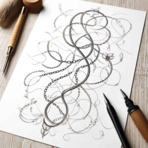 nature-motif-line-tattoo – tattoo design ideas free ai generated – simple-dot – for-lower-chest – Gallery: outline-inkby-ai