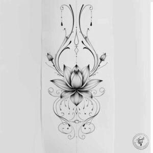 organic-line-tattoo – tattoo design ideas free ai generated – minimal-texture – for-back-shoulder – Gallery: outline-inkby-ai