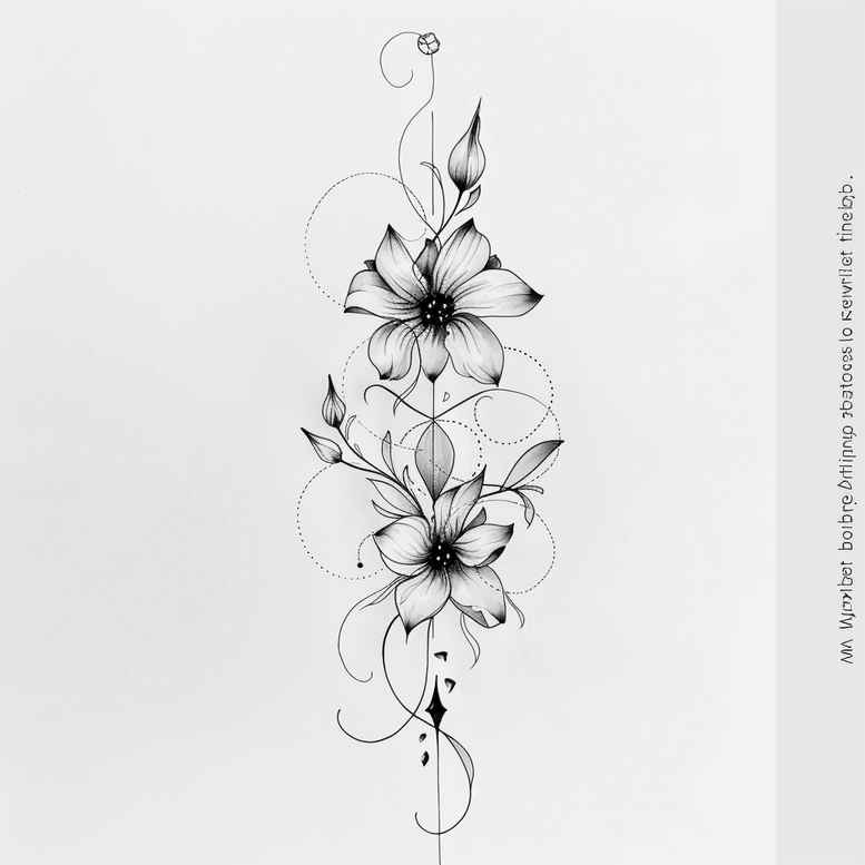 ornamental-detail-line-tattoo – tattoo design ideas free ai generated – petite – for-lower-thigh – Gallery: outline-inkby-ai