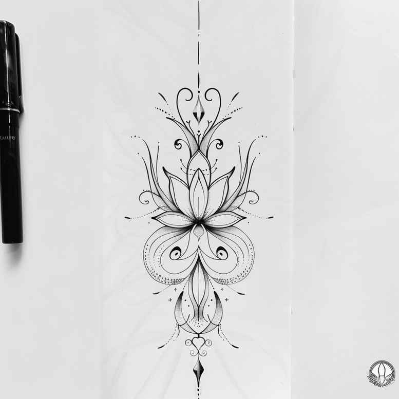 ornamental-detail-line-tattoo – tattoo design ideas free ai generated – simple-icon – for-scapula – Gallery: outline-inkby-ai