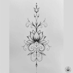 ornamental-line-tattoo – tattoo design ideas free ai generated – dotwork – for-back-shoulder – Gallery: outline-inkby-ai