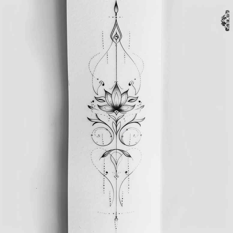 ornamental-line-tattoo – tattoo design ideas free ai generated – mini-ink – for-shoulder-blade – Gallery: outline-inkby-ai