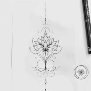 ornamental-line-tattoo – tattoo design ideas free ai generated – negative-space – for-stomach – Gallery: outline-inkby-ai