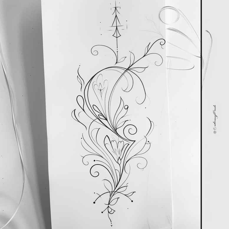 shadow-and-light-line-tattoo – tattoo design ideas free ai generated – essential-lines – for-lower-back – Gallery: outline-inkby-ai