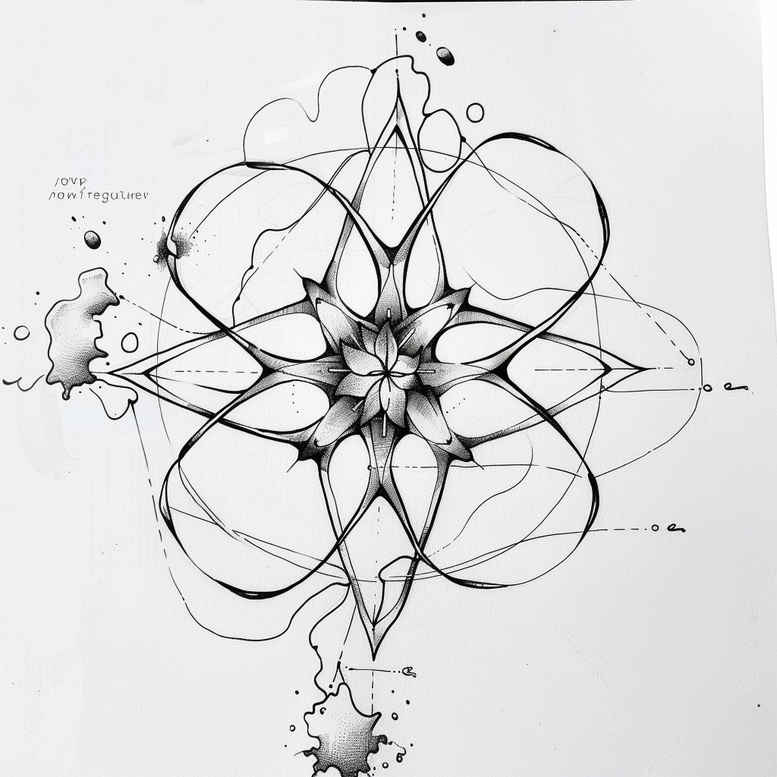 spiritual-motif-line-tattoo – tattoo design ideas free ai generated – single-dot – for-lower-chest – Gallery: outline-inkby-ai