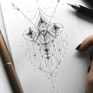 symbolic-line-tattoo – tattoo design ideas free ai generated – plain – for-stomach – Gallery: outline-inkby-ai